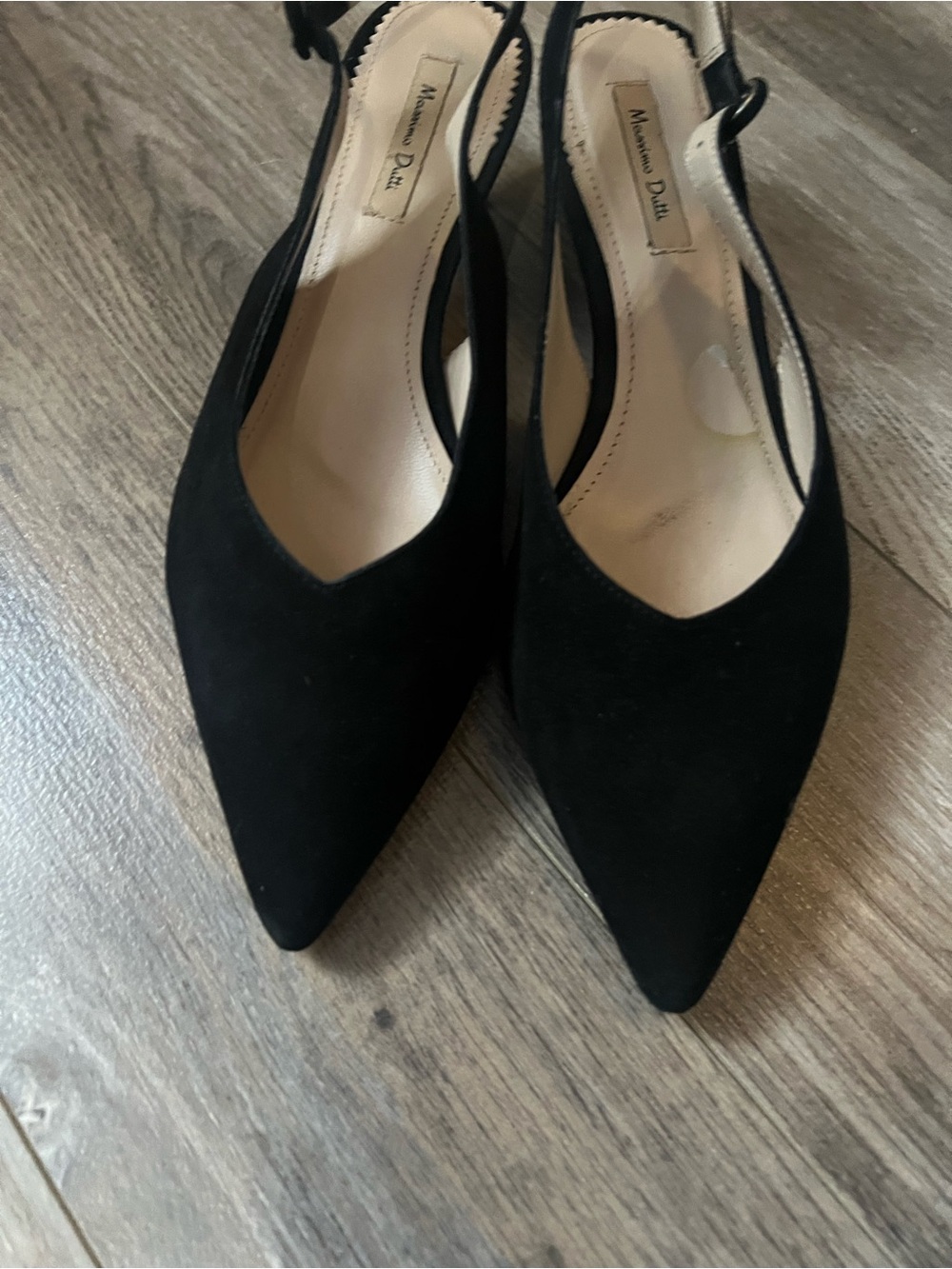 Massimo Dutti Suède black slingback kitten heels. - Picture 2 of 7